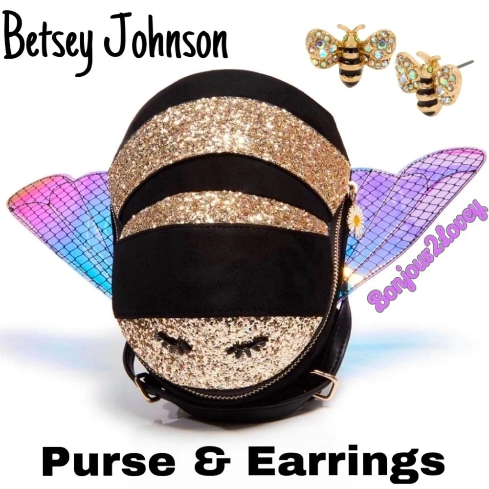 NWT 2pc Betsey Johnson What’s the Buzz 🐝 Bee purse or backpack convertible bag